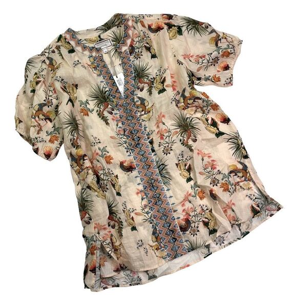 Johnny Was Workshop Puff Sleeve Effortless Tunic Top - Picture 5 of 10